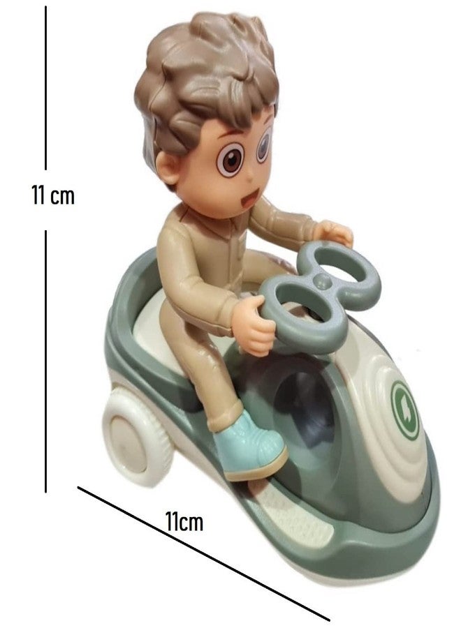 IndusBay® 2 Pieces, Friction Powered Mini Magic Swing Car Twister Ride On Car Tricycle Cartoon Scooter Toy with Inertia & Swing Function Stunt Scooter Toy - Cartoon Boy Riding Tricycle - Image 2